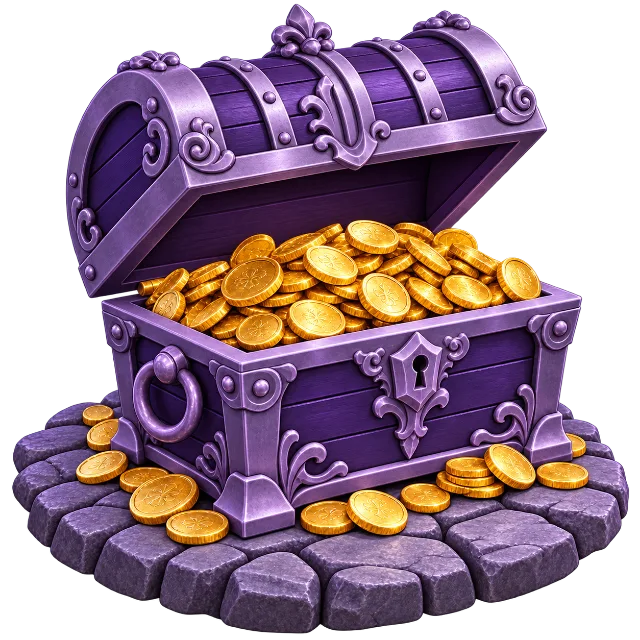 Treasure chest of gold coins
