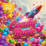 rocket blasting through candy and gummys