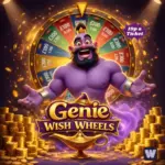 Purple Genie Floating outside of wheel of fortune